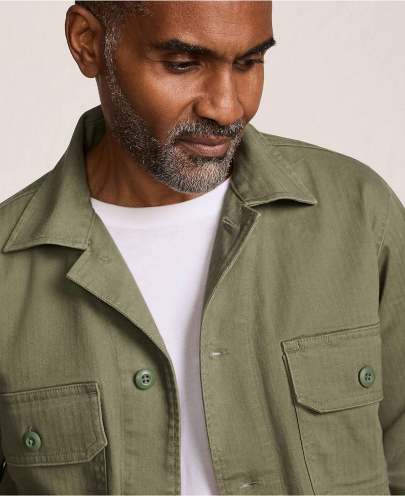 Men's Herringbone Utility Shirt Jacket