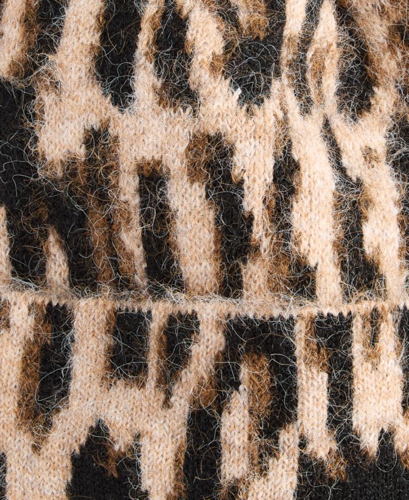 Women's Leopard-Print Knit Pom-Pom Beanie