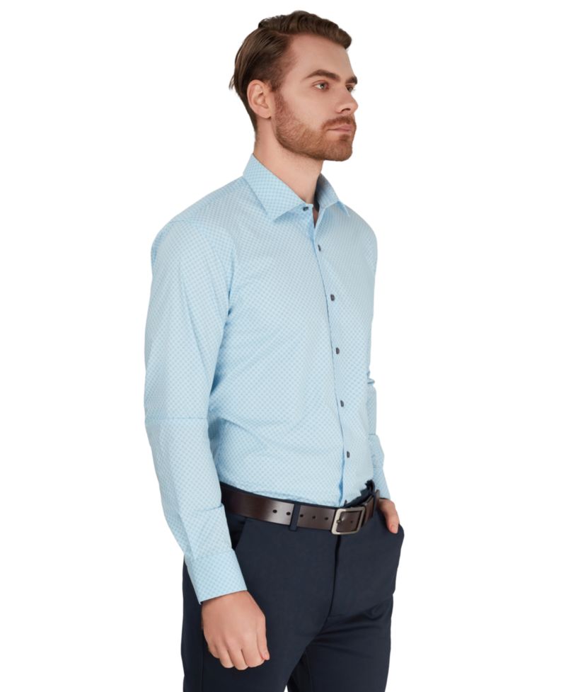 Men's Geometric Print Slim-Fit Dress Shirt