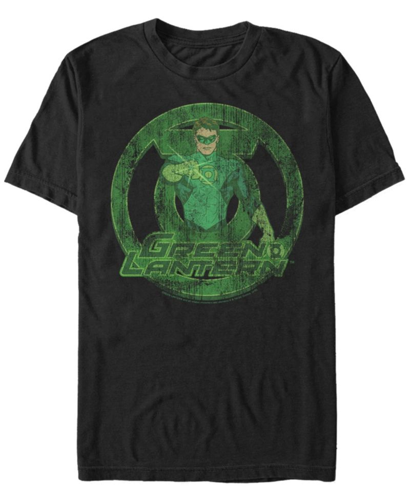 Dc Men's Green Lantern Distressed Portrait Logo Short Sleeve T-Shirt