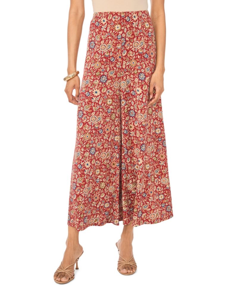 Women's Wide-Leg Pull-On Floral-Print Pants