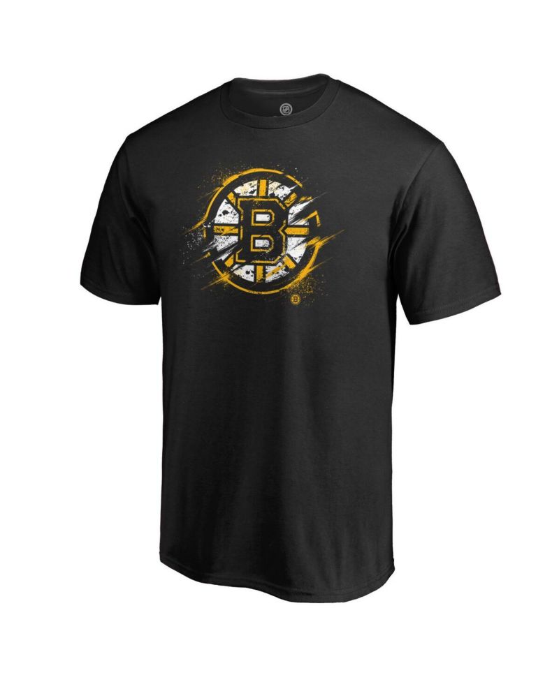 Men's Black Boston Bruins Splatter Logo T-shirt