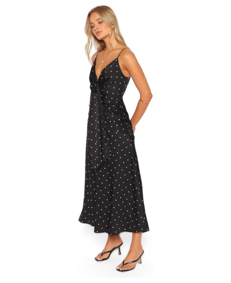 Women's Eluna V-Neck Polka-Dot A-Line Midi Dress