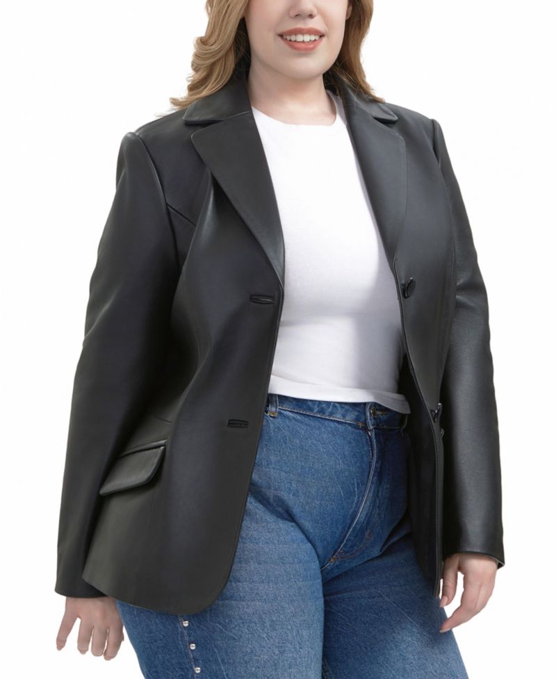 Plus Size Ruth Leather Blazer Jacket