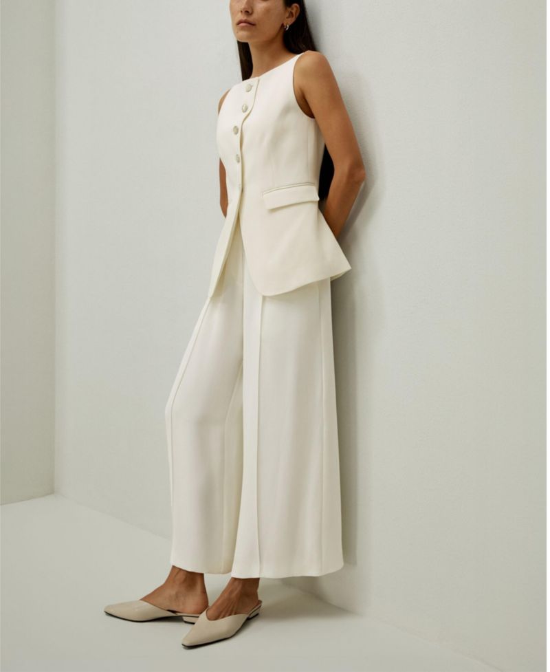 Women's Sleeveless Button Up Silk Vest