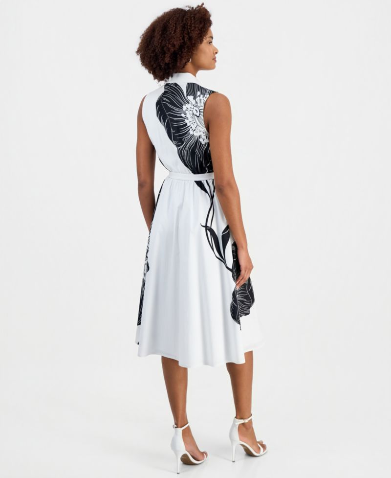 Women's Sleeveless Belted Fit & Flare Dress