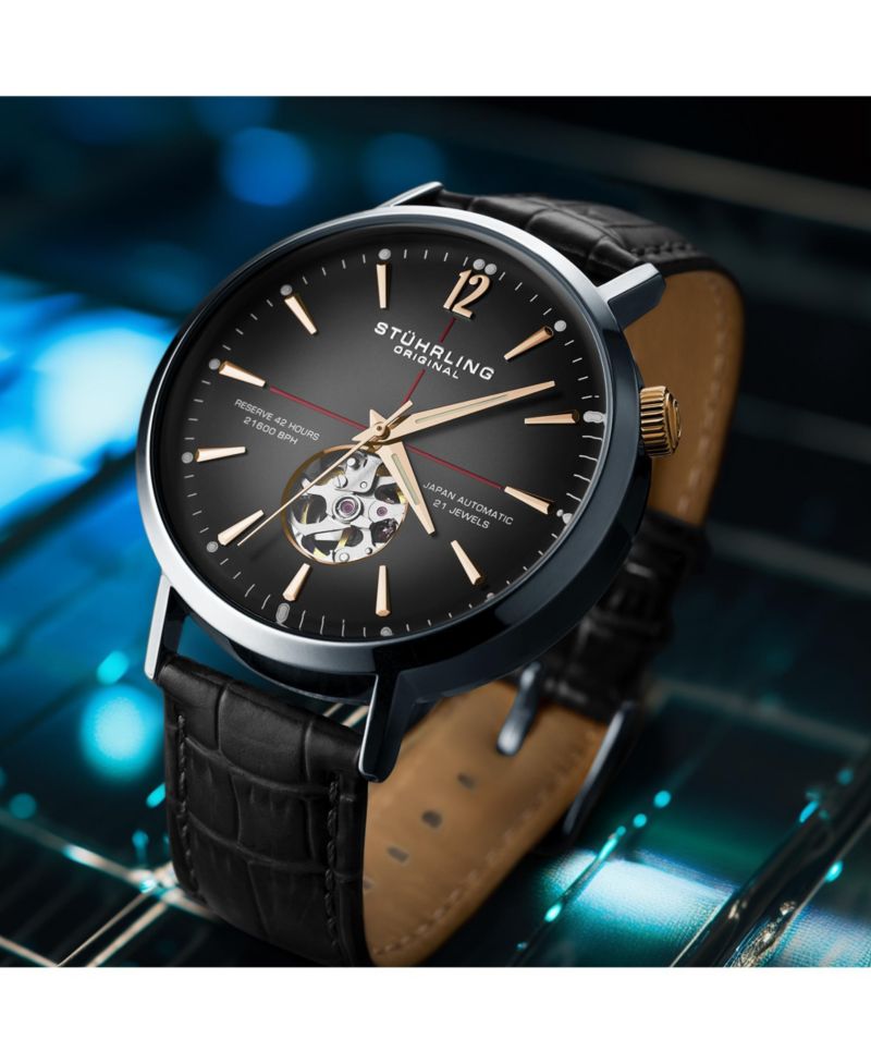 Mens 1021 Quasar Skeleton Automatic 42mm Watch