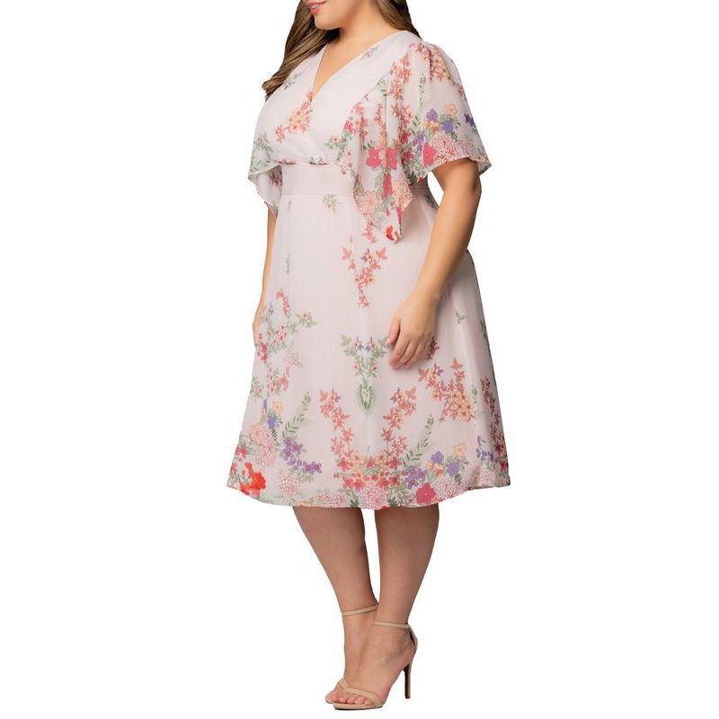Plus Size Breezy Border Print Cocktail Dress
