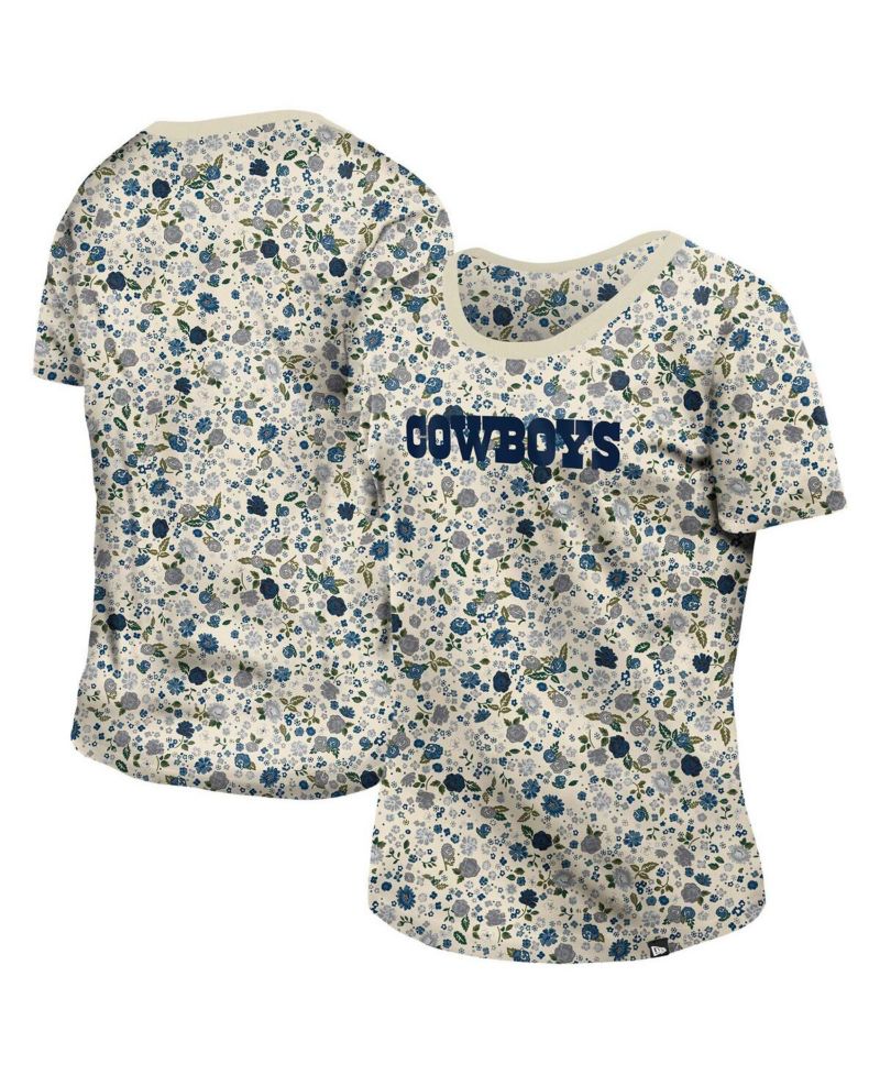 Women's Cream Dallas Cowboys Glam Game Floral T-Shirt