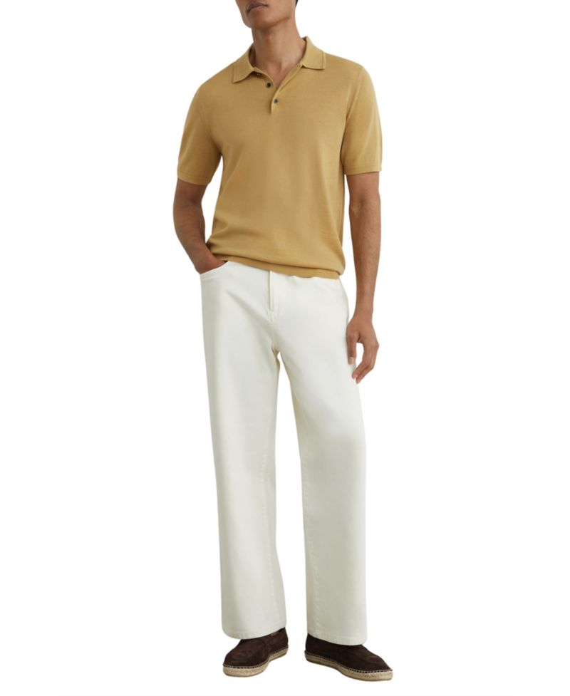 Men's Manor Half Button Merino Wool Polo Shirt