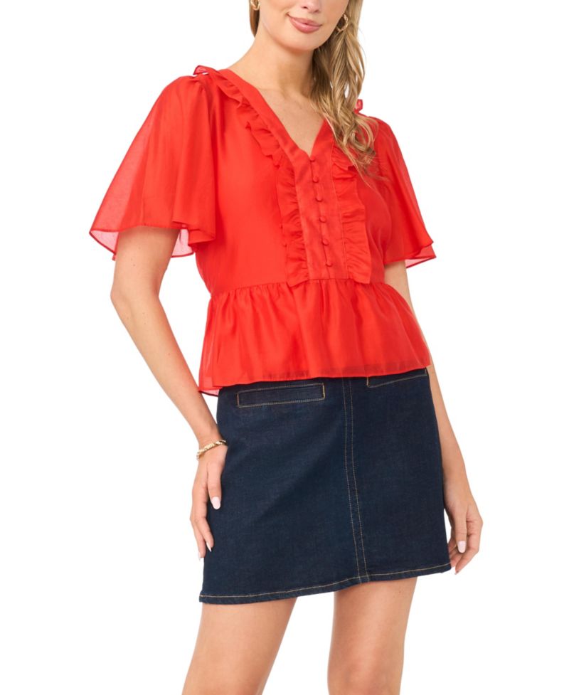 Women's Flutter-Sleeve V-Neck Top