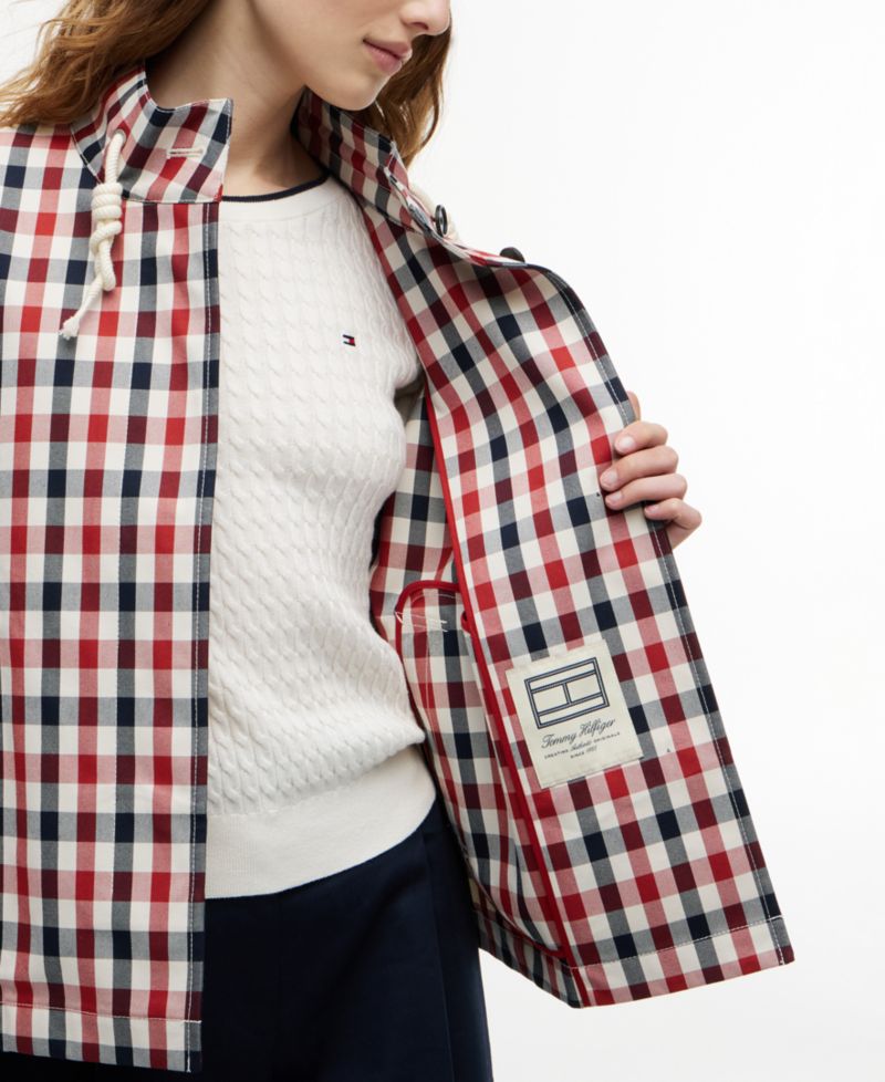 Women's Cotton-Blend Checked Parka Jacket