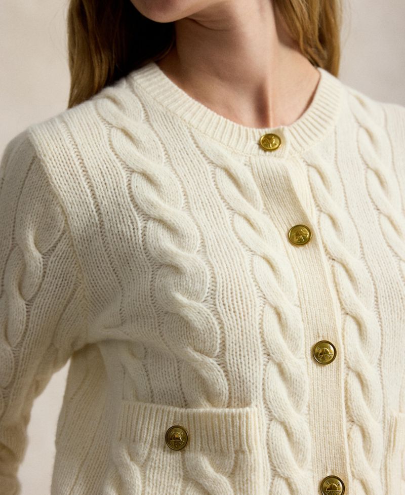 Women's Wool-Cashmere Cable-Knit Cropped Cardigan