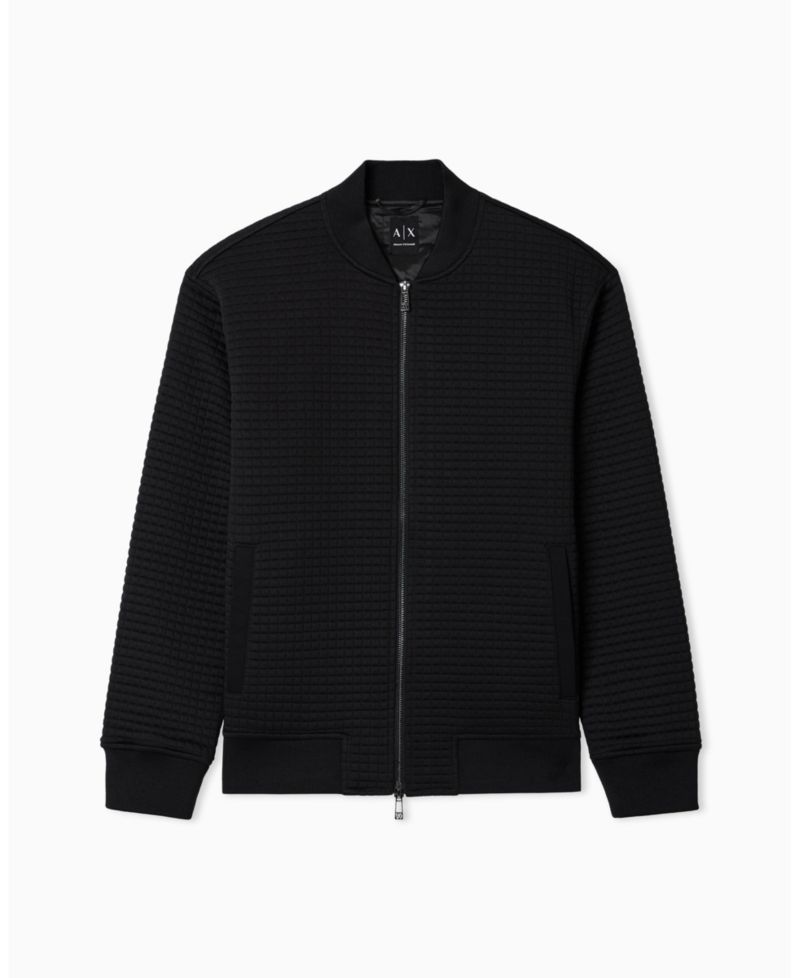 Men's Quilted Textured Bomber Jacket