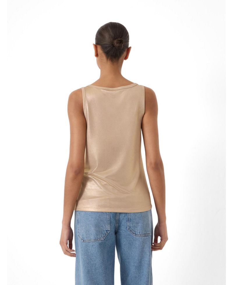 Women's Metallic Scoop Neck Slub Vest