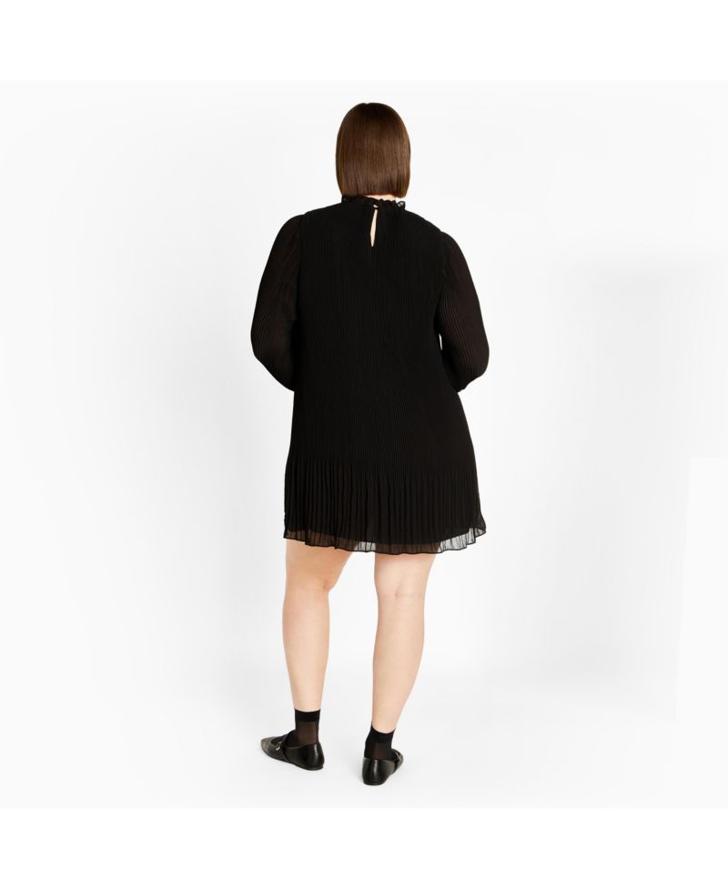 Plus Size Pleat Ruffle Dress