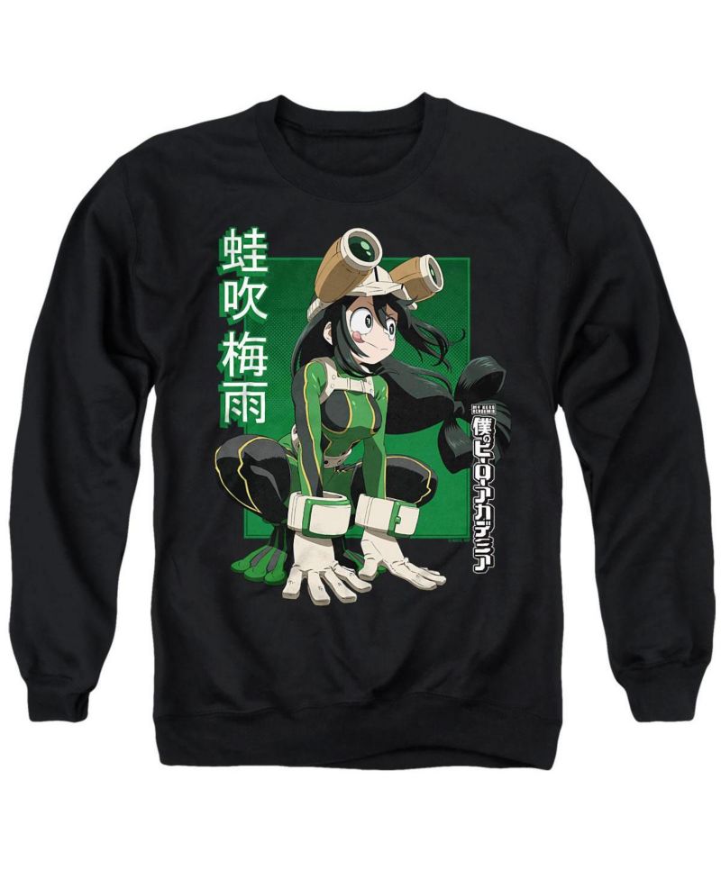 Men's Tsuyu Asui Heroic Pose Graphic Long-Sleeve Crewneck Sweatshirt