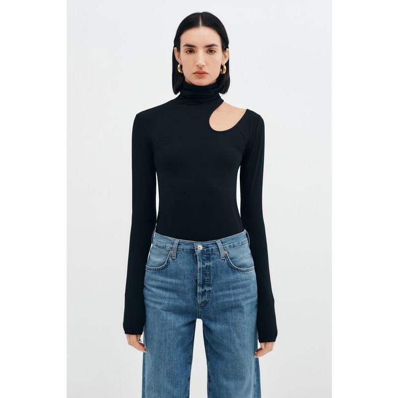 Women's Allegra Extra-Long Sleeve Turtleneck Cutout-Shoulder Jersey Evening Top