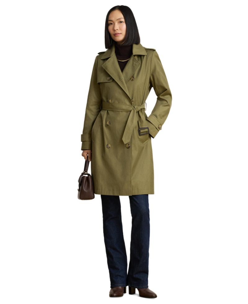 Petite Belted Water-Resistant Trench Coat