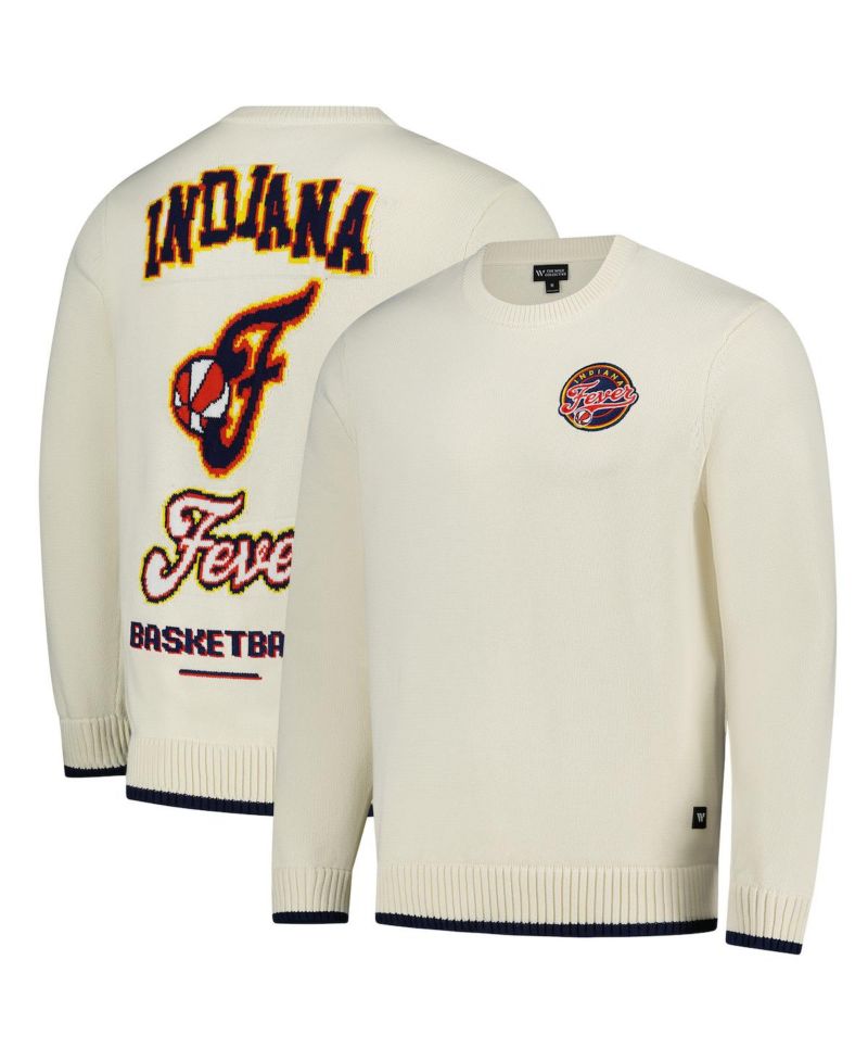 Men's and Women's Cream Indiana Fever Jacquard Pullover Sweater