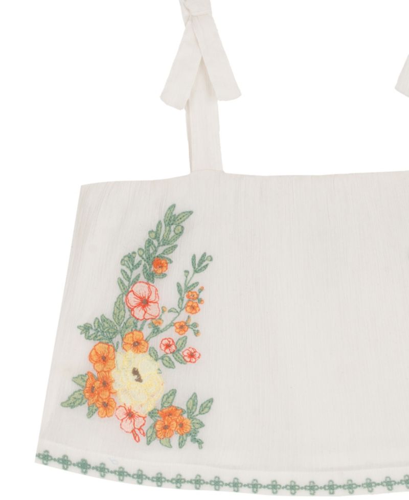 Girls' 7-16 Floral Embroidered Top and Shorts, 2-Piece Set