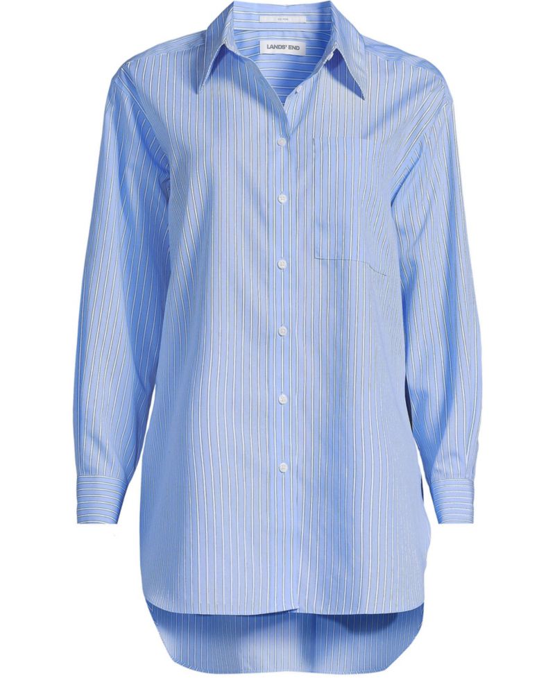 Women's Oversized No Iron Tunic with Statement Collar Shirt