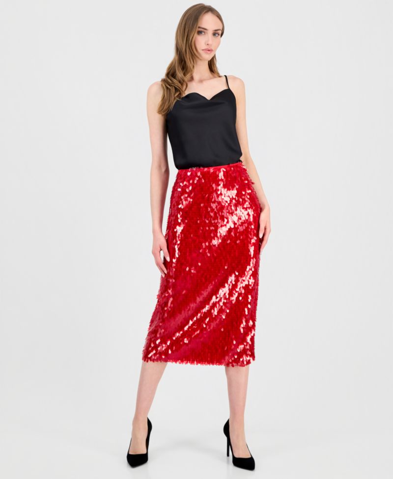 Women's Slim-Fit Sequin Midi Skirt