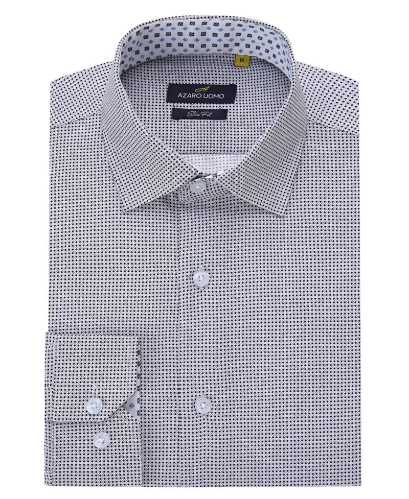 Men's Business Geometric Long Sleeve Button Down Shirt