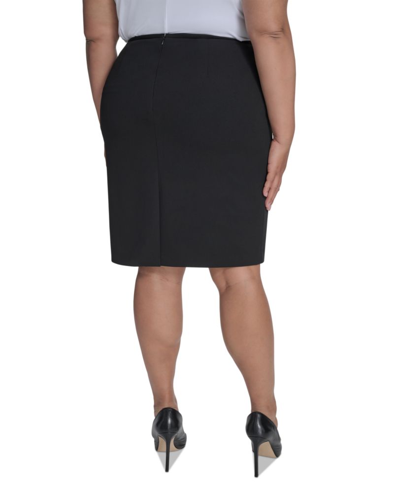 Plus Size Soft Crepe Pencil Skirt