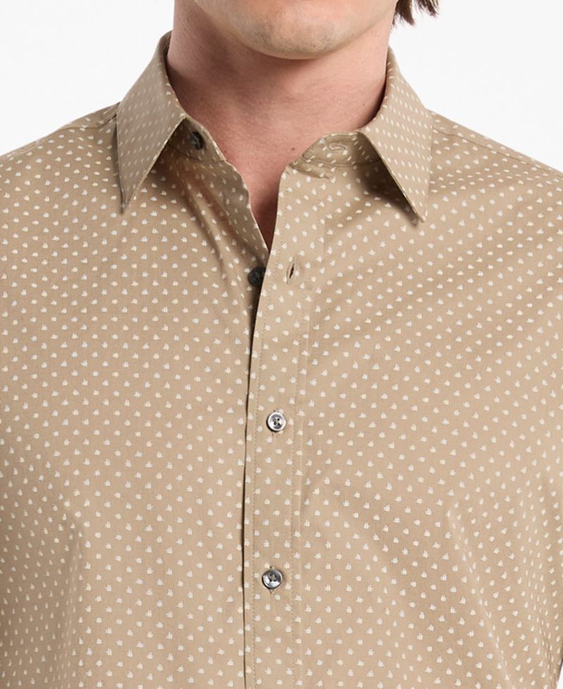 Men's Polka Dot Cotton Long-Sleeve Shirt