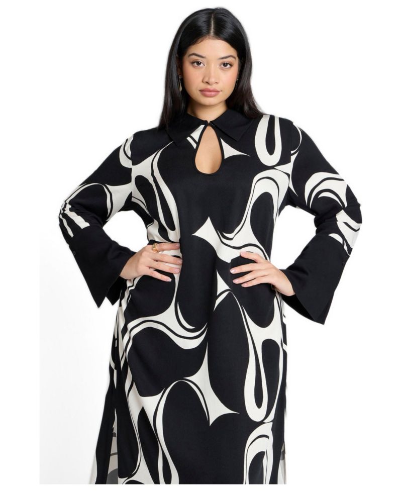 Women's Printed Collared Maxi Dress