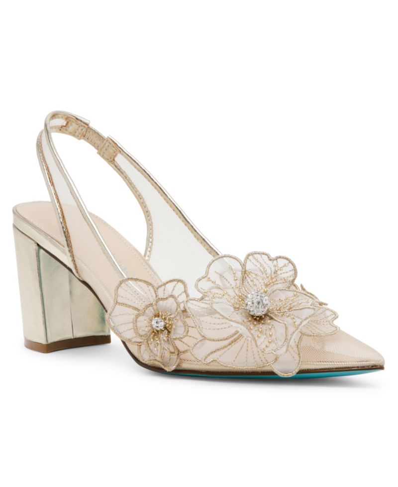 Women's Petra Flower Applique Slingback Pumps