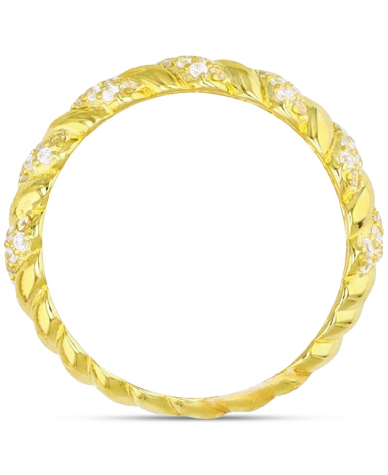 Cubic Zirconia Twist San Marcos Ring in 14k Gold-Plated Sterling Silver