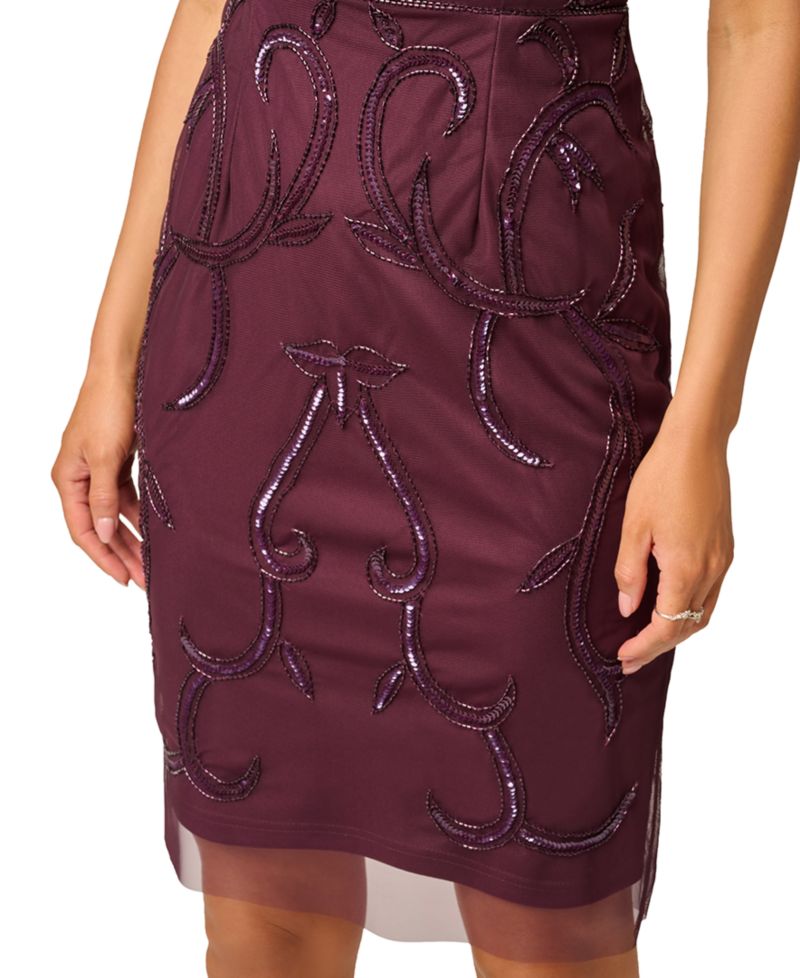 Women's Beaded Short-Sleeve Sheath Dress