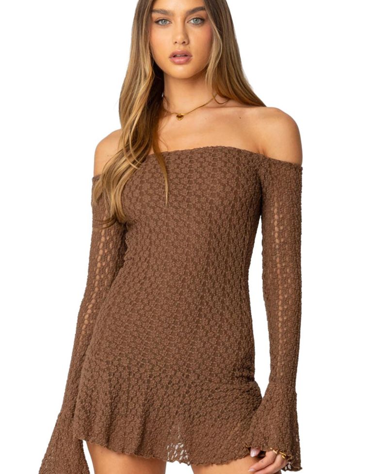 Women's Mya Off Shoulder Textured Mini Dress