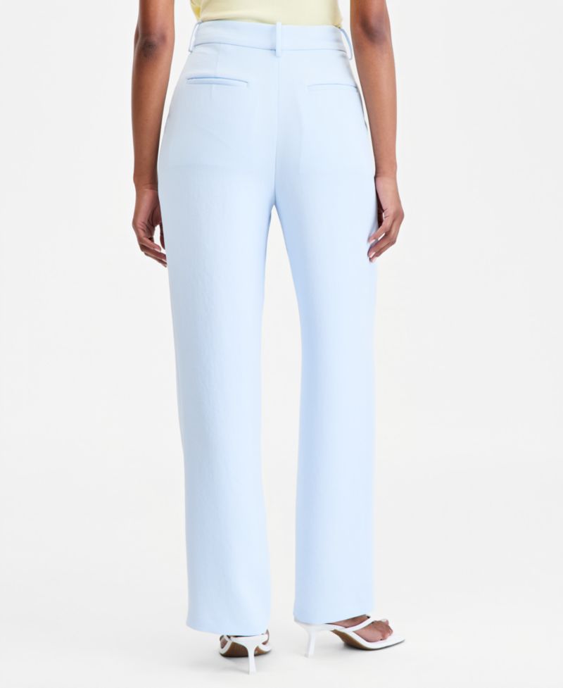 Women's High-Rise Polished Crepe Pleated Wide-Leg Trousers