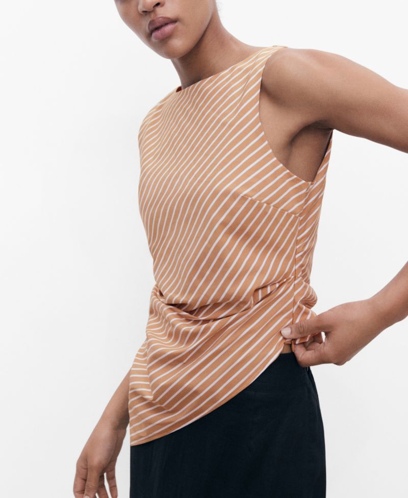 Women's Asymmetrical Striped Cotton Top