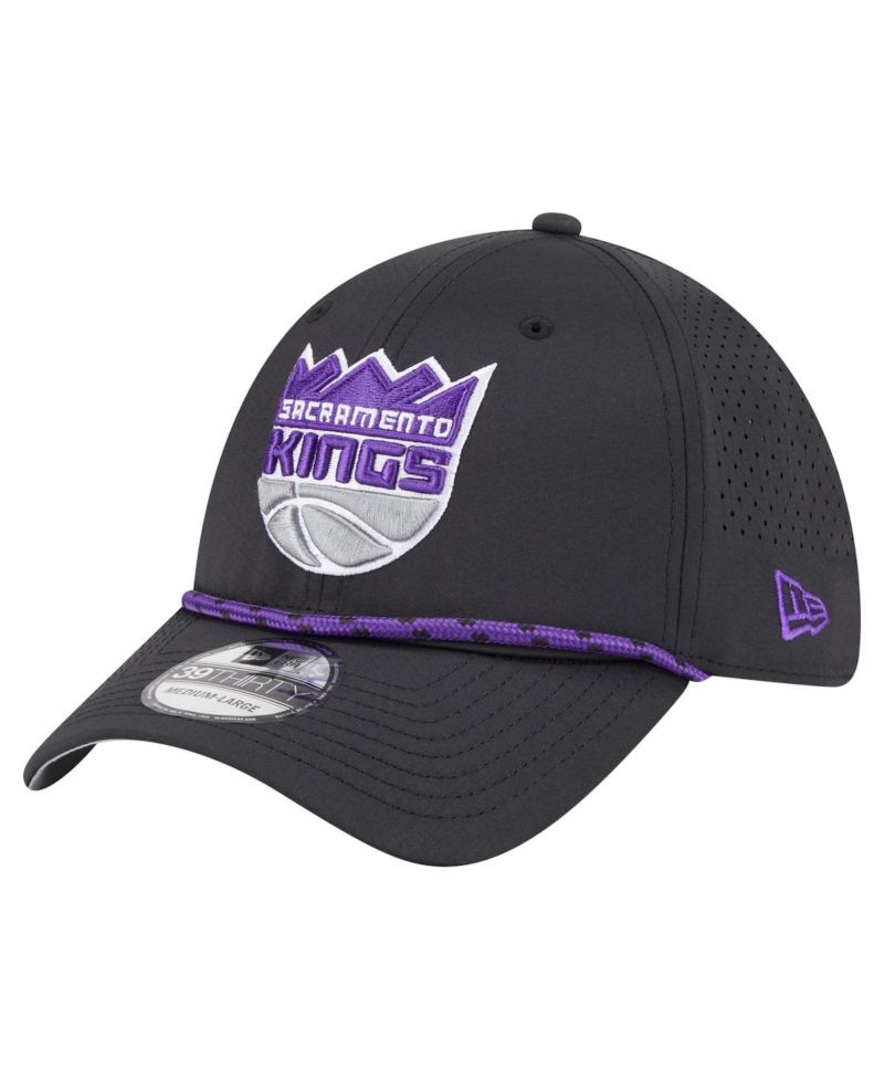 Men's Black Sacramento Kings Featherweight Poly Rope Flex 39Thirty Hat