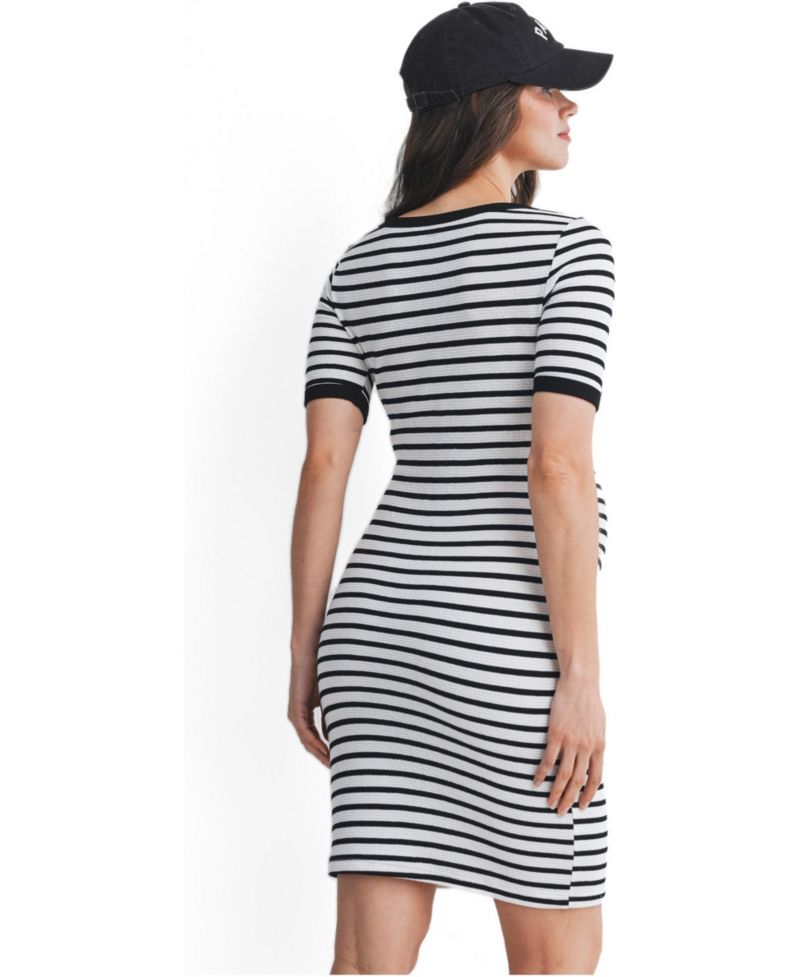 Women's Striped Bodycon Short Sleeve Dress