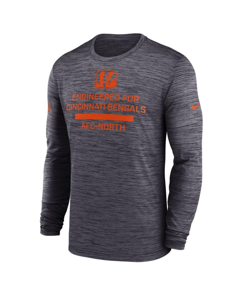 Men's Black Cincinnati Bengals Sideline Velocity Performance Long Sleeve T-Shirt