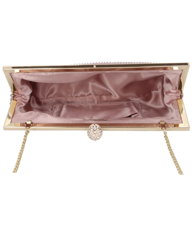 Women's Pleated Metallic Frame Clutch