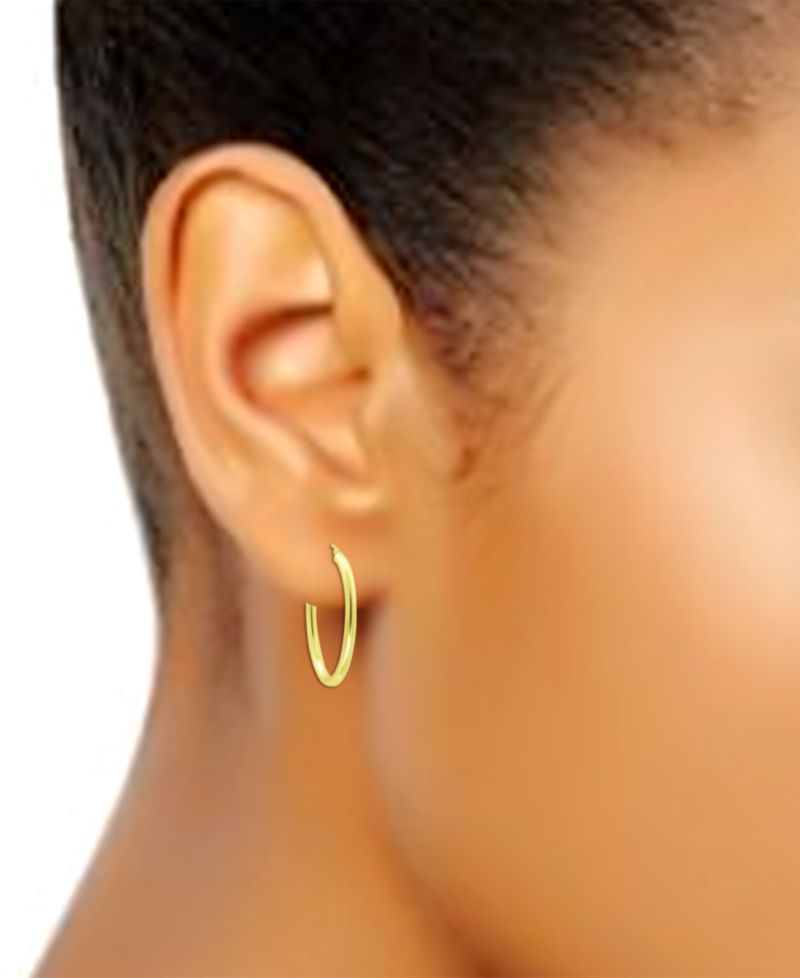 Polished Oval Medium Hoop Earrings, 25mm