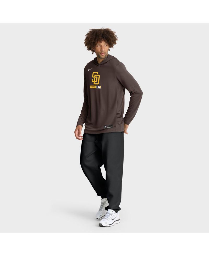 Men's Brown San Diego Padres Authentic Collection Dri-FIT Long Sleeve Hooded T-Shirt