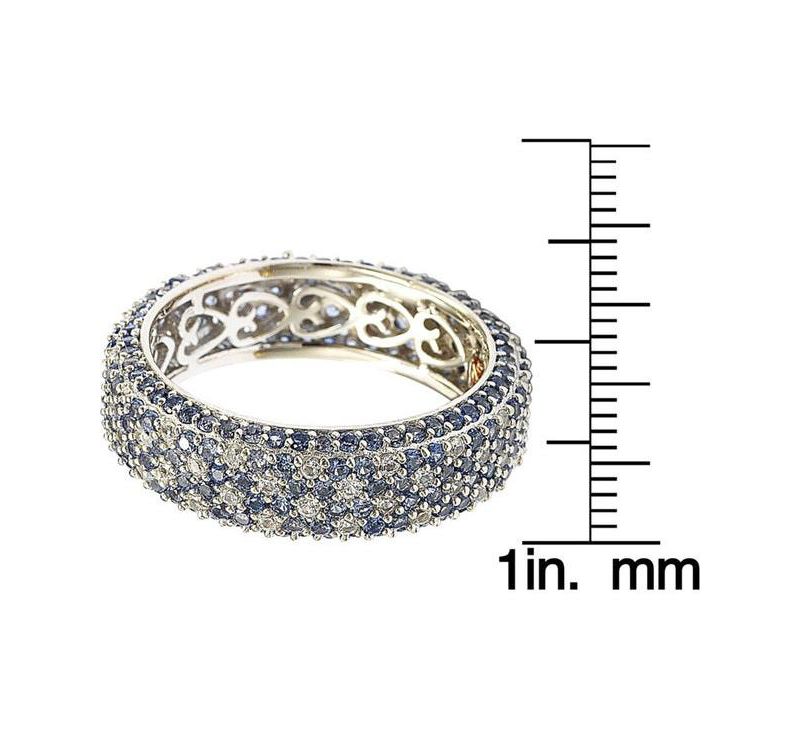 Sterling Silver Sapphire Pave Eternity Band Ring