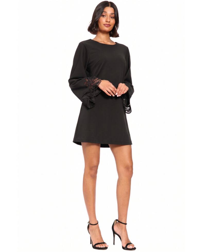 Petite Embroidered A-Line Bell Sleeve Dress