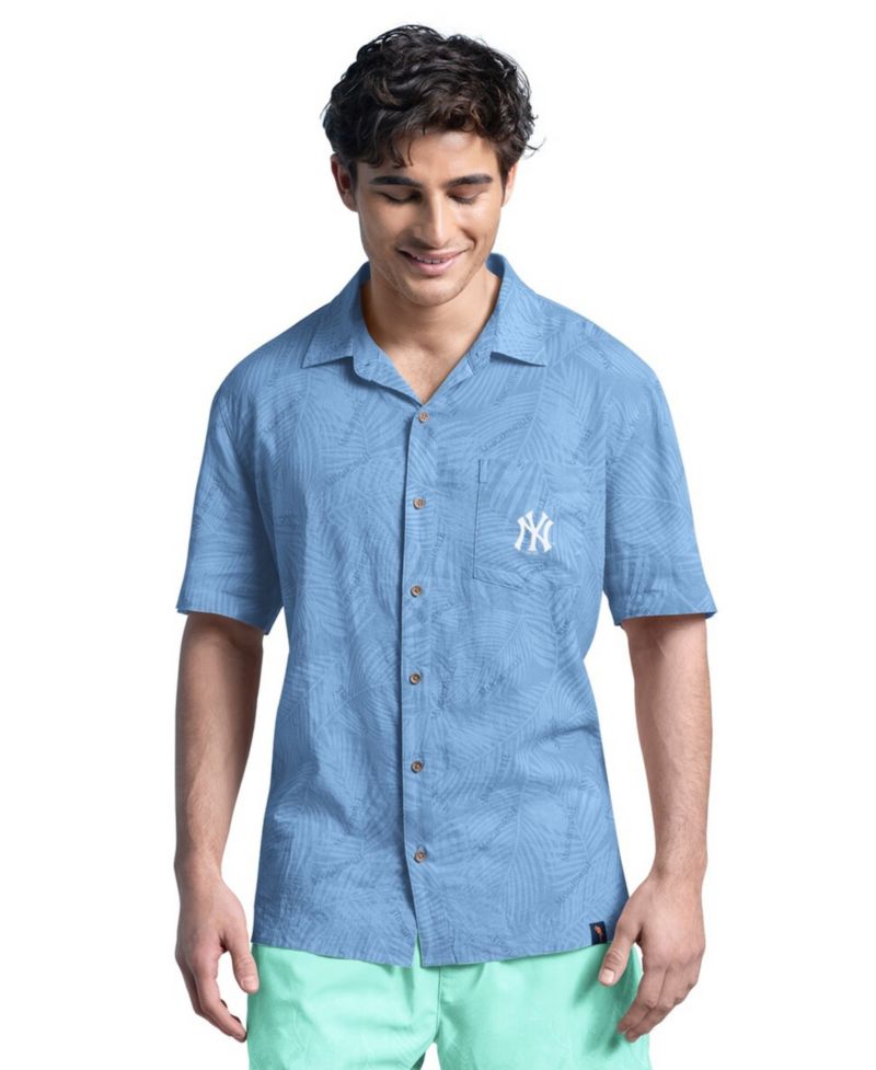 Men's Blue New York Yankees Linen Party Button-Up Shirt