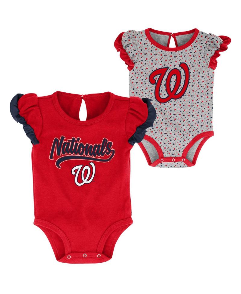 Girls Newborn Red, Heathered Gray Washington Nationals Scream and Shout Two-Pack Bodysuit Set