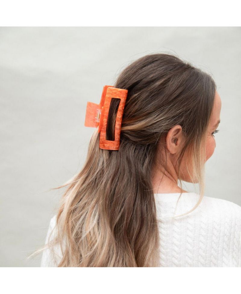 Large Rectangle Claw Clip - Orange