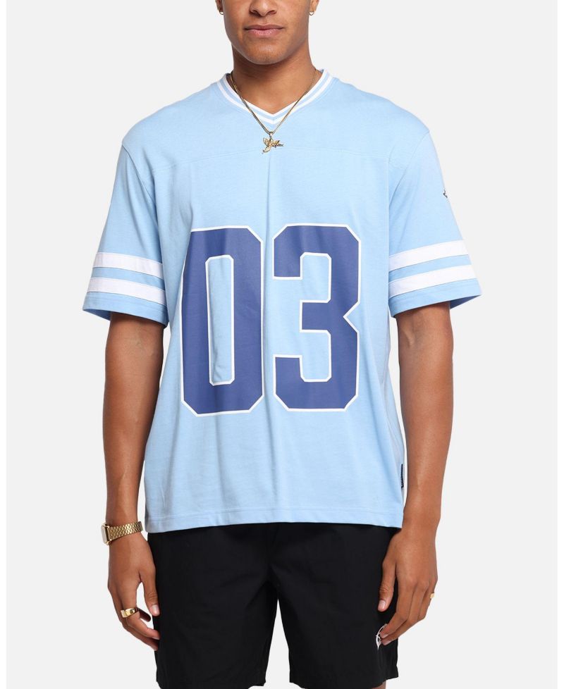 Men's Rose Football T-Shirt - Light Blue L
