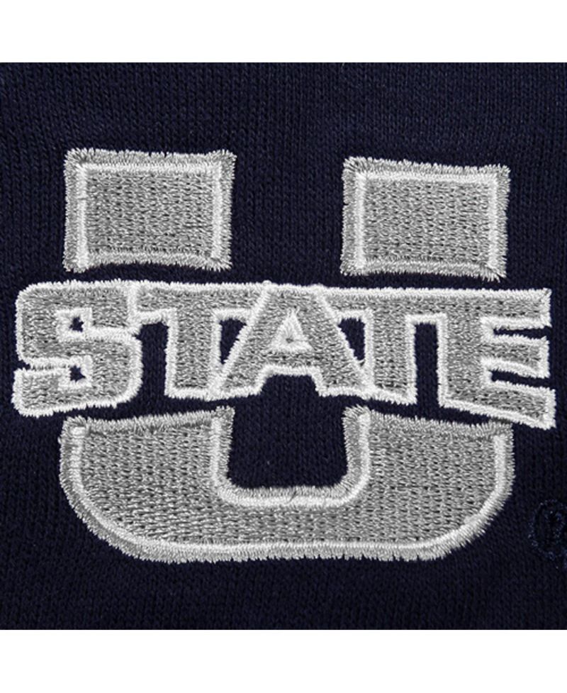 Women's Stadium Athletic Navy Utah State Aggies Arched Name Full-Zip Hoodie